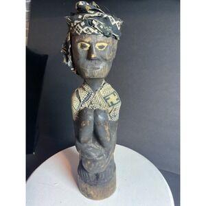 13 inch African sculpture figure with hair